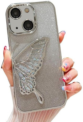 YuniKase Back Cover for iphone 13/14 Luxury cute design Butterfly , for girls and woman(Silver, Grip Case, Pack of: 1)