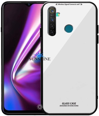 SUNSHINE Back Cover for REALME-5i Luxurious 9H Toughened Glass Back Case Shockproof TPU Bumper(White, Dual Protection, Pack of: 1)