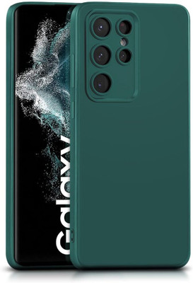 WOW Imagine Back Cover for Samsung Galaxy S22 5G Ultra Slim Ultra Soft Rubberised | Inner Velvet Fabric Lining |(Green, Camera Bump Protector, Silicon)
