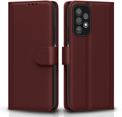 Raghv hub Back Cover for Leather Flip Cover Wallet Case for Samsung Galaxy A23 4G / A23 5G Card Pockets(Brown, Pack of: 1)