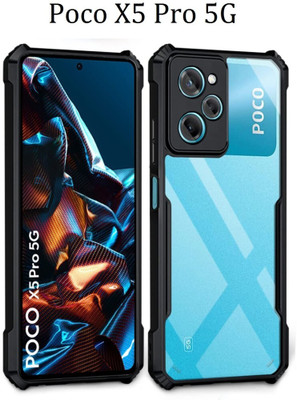 Phone Case Cover Bumper Case for Poco X5 Pro 5G(Black, Transparent, Shock Proof, Pack of: 1)