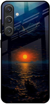 QRIOH Glass Back Cover for Samsung Galaxy S25 5G(Blue, Grip Case, Pack of: 1)