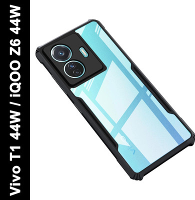 Micvir Back Cover for Vivo T1 44W, iQOO Z6 44W(Transparent, Black, Shock Proof, Pack of: 1)