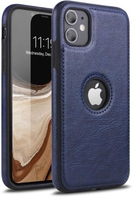 MOBILOVE Back Cover for Apple iPhone 12 Mini | PU Leather Flexible Soft With Logo View Back Case Cover(Blue, Shock Proof, Pack of: 1)
