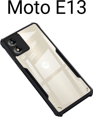 kartflesh Back Cover for Moto E13, Protective Design, Luxurious Look, Grip Case(Transparent, Black, Flexible, Pack of: 1)
