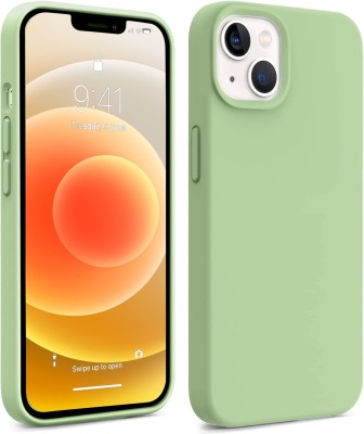 Coverskart Liquid Silicone Back Cover for Apple iPhone 15, Logo Embossed Shock Proof Microfiber Case(Green, Camera Bump Protector, Silicon, Pack of: 1)
