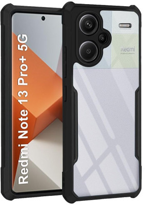 VAPRIF Back Cover for Mi Redmi Note 13 Pro Plus 5G, Transparent Hybrid Hard PC Back TPU Bumper(Black, Transparent, Shock Proof, Pack of: 1)