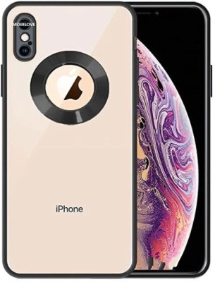 MOBILOVE Back Cover for Apple iPhone X / iPhone Xs | Electroplated Logo View Slim Shockproof Super Soft TPU Case(Black, Camera Bump Protector, Pack of: 1)