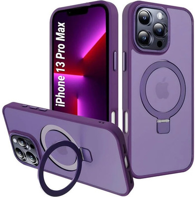 AIBEX Back Cover for Apple iPhone 13 Pro Max|Kickmag With Magnetic Ring Alloy Kickstand | Mag-Safe Compatible(Purple, Magnetic Case, Pack of: 1)