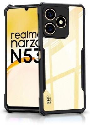 Phone Case Cover Back Cover for Realme Narzo N53, Transparent Hybrid Hard PC Back TPU Bumper(Black, Grip Case, Silicon, Pack of: 1)