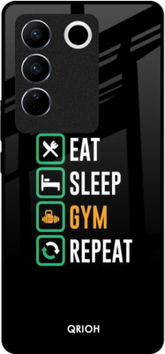 QRIOH Glass Back Cover for Vivo V27 5G(Multicolor, Grip Case, Pack of: 1)