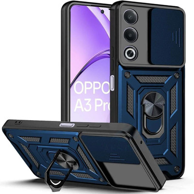 AIBEX Back Cover for Oppo K12X 5G / Oppo A3 Pro 5G|D10 Tough Armor|Sliding Camera Shield|Ring Holder|Kickstand(Blue, Rugged Armor, Pack of: 1)