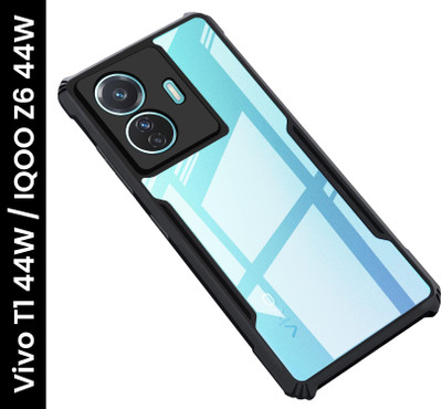 Stunny Bumper Case for VIVO T1 44W / IQOO Z6 44W(Black, Transparent, Camera Bump Protector, Pack of: 1)