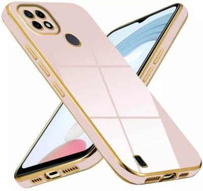 ANTICA Back Cover for Realme C25 |View Electroplated Chrome 6D Case Soft TPU(Pink, Dual Protection, Silicon, Pack of: 1)