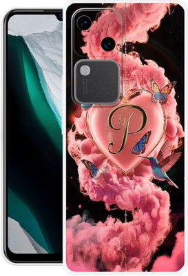 3D U PRINT Back Cover for VIVO V30 5G,V2318,P LETTER,P NAME,P WORD,P ALPHABET(Pink, Flexible, Silicon, Pack of: 1)