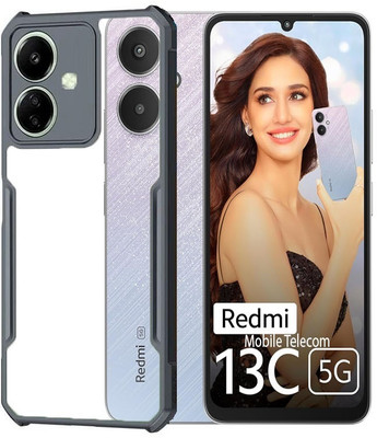 S-Gripline Back Cover for Redmi 13C 5G, Premium Bumper Transparent Drop Protection(Black)