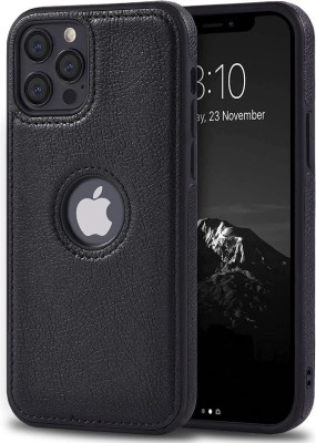 YellowCult Back Cover for Apple iPhone 12/12Pro with Logo View, Made with PU Leather (6.1 Inch) (Black)(Black, Dual Protection, Pack of: 1)