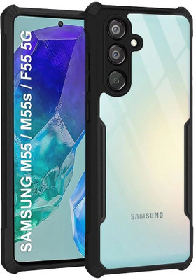 ShieldTech Back Cover for Samsung Galaxy M55 / F55 5G Black Mobile Back Cover Case For Samsung Galaxy M55 / F55 5G(Black, Transparent, Dual Protection, Pack of: 1)