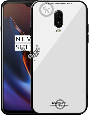 Kreatick Back Cover for OnePlus 6T, Luxurious 9H Toughened Glass Back Case Shockproof TPU Bumper(White, Dual Protection, Pack of: 1)