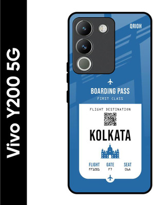 QRIOH Glass Back Cover for Vivo Y200 5G(Blue, Grip Case, Pack of: 1)