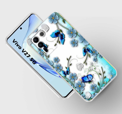Artage Back Cover for vivo V27 5G(Blue, White, Silicon, Pack of: 1)
