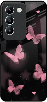 QRIOH Glass Back Cover for Vivo Y200e 5G(Black, Grip Case, Pack of: 1)