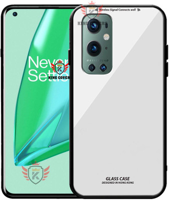 KING COVERS Back Cover for ONEPLUS-9 PRO, Luxurious 9H Toughened Glass Back Case Shockproof TPU Bumper(White, Dual Protection, Pack of: 1)