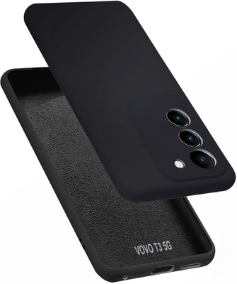 VAPRIF Back Cover for Vivo T3 5G, Vivo Y200e 5G, Matte Rubberized Soft Silicone Protective Cloth Inside(Black, Dual Protection, Pack of: 1)