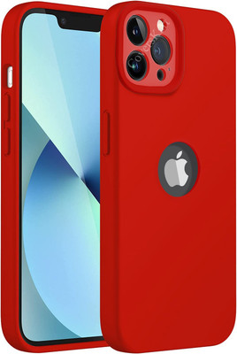 MobiLooks Back Cover for Apple iPhone 12 Pro, Original Liquid Silicone inner Velvet Cloth Logo View Case(Red, Camera Bump Protector, Silicon, Pack of: 1)