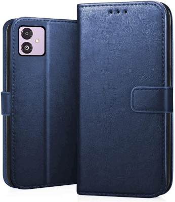 MOBILEMOSAIC Back Cover for Samsung Galaxy F14 (5G) Flip Cover | Leather Finish | Inside Pockets & Inbuilt Stand(Blue, Dual Protection, Pack of: 1)