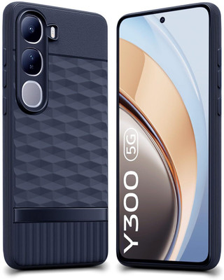 AIZLO Back Cover for vivo Y300 5G, Hexa Cube Design | Ultra Slim Soft Case | Inner Velvet Fabric(Blue, Microfiber Lining, Silicon, Pack of: 1)