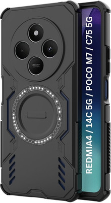 KWINE CASE Back Cover for REDMI A4 5G, POCO C75 5G(Black, Rugged Armor, Pack of: 1)