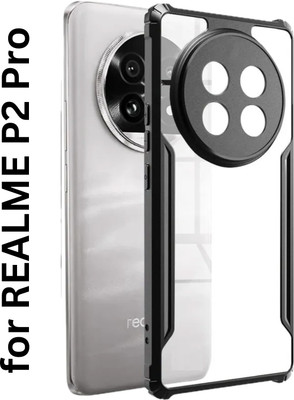 Cyber Telecom Back Cover for Realme P2 Pro, Durable Design with Raised Camera Cutout & Enhanced Grip, Black Side Lining(Transparent, Grip Case, Silicon, Pack of: 1)