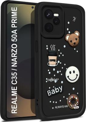 Vshop Back Cover for Realme C35, Realme Narzo 50A Prime Cute Fun Cartoon 3D Ball Coffee Case(Black, 3D Case, Silicon, Pack of: 1)