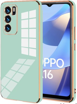 VAPRIF Back Cover for OPPO A16, Golden Line, Premium Soft Chrome Case | Silicon Gold Border(Green, Shock Proof, Silicon, Pack of: 1)