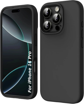 VONZEE Back Cover for Apple iPhone 16 Pro(Black, Flexible, Silicon, Pack of: 1)