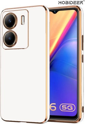 MOBIDEER Back Cover for Vivo Y56 5G, Golden Line Premium Soft Chrome Case, Silicon Gold Border(White, Shock Proof, Silicon, Pack of: 1)