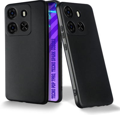 7printzone Back Cover for Tecno Spark Go 2023, Tecno Pop 7 Pro(Black, Flexible, Silicon)