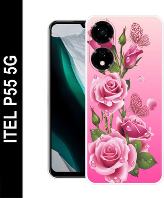 CUTECASE Back Cover for Itel P55 5G(Pink, Green, Silicon, Pack of: 1)