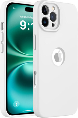 Coverskart Back Cover for Apple iPhone 16 Pro, Liquid Silicone Logo View Shock Proof Microfiber Case(White, Microfiber Lining, Silicon, Pack of: 1)