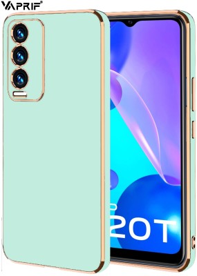 VAPRIF Back Cover for Vivo Y20T, Y20, Y20G, Y20i, Y12G, Golden Line Premium Soft Chrome Case | Silicon Gold Border(Green, Shock Proof, Silicon, Pack of: 1)