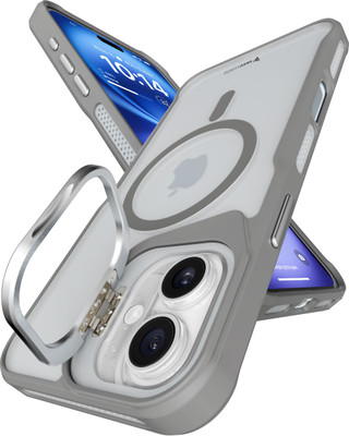 Vaku Luxos Back Cover for Apple iPhone 16 Plus, Therox Magpro Camera Screen Protector Stand Holder TPU Phone Case(Grey, Shock Proof, Pack of: 1)