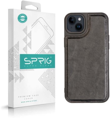 Sprig Glossy Leather Back Cover for Apple iPhone 13(Black, Grip Case, Pack of: 1)