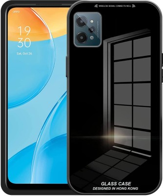 Caseworm Back Cover for Realme C31 Toughened Glass Back With Silicon Sides Case(Black, Grip Case, Pack of: 1)