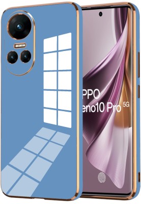 VAPRIF Back Cover for OPPO Reno10 Pro 5G, Golden Line, Premium Soft Chrome Case | Silicon Gold Border(Blue, Shock Proof, Silicon, Pack of: 1)