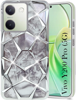 Rwm Back Cover for Vivo Y200 Pro 5G / Y300 Plus 5G Diamond Print Case(Silver, Camera Bump Protector, Pack of: 1)