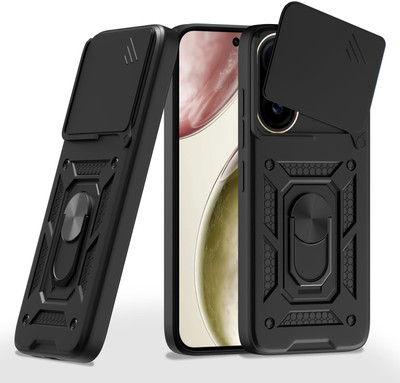 AIBEX Back Cover for Vivo V60E 5G / Vivo T4 Pro 5G / Vivo V60 5G|D10 Tough Armor|Sliding Camera Shield|Kickstan(Black, Rugged Armor, Pack of: 1)