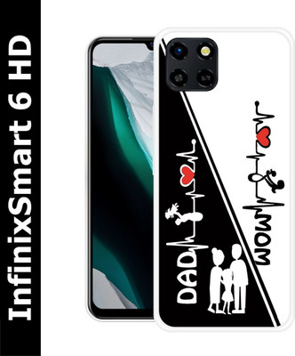 Printcase Back Cover for Infinix Smart 6 HD(Black, White, Silicon, Pack of: 1)