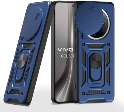 AIBEX Back Cover for Vivo T4 5G / IQOO Z10 5G|D10 Tough Armor|Sliding Camera Shield|Ring Holder|Kickstand(Blue, Rugged Armor, Pack of: 1)