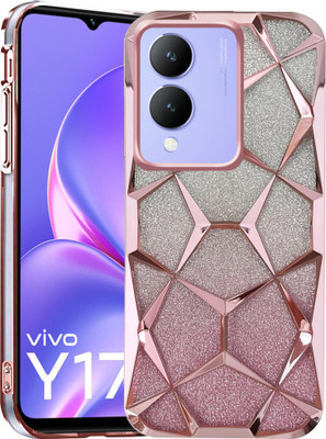 Rance Back Cover for Vivo Y17s 5G | Plating Bling Gradient Glitter Clear Soft TPU Silicone(Pink, Flexible, Silicon, Pack of: 1)